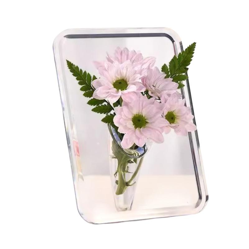 Modern Clear Acrylic Frame Flower Vase for Flowers - Decorative Art Vase for Home Desktops And Bookshelves