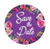 Darling Souvenir 45 Pcs Round White Floral & Vines Border Save The Date Wedding Stickers-1.6 Inches