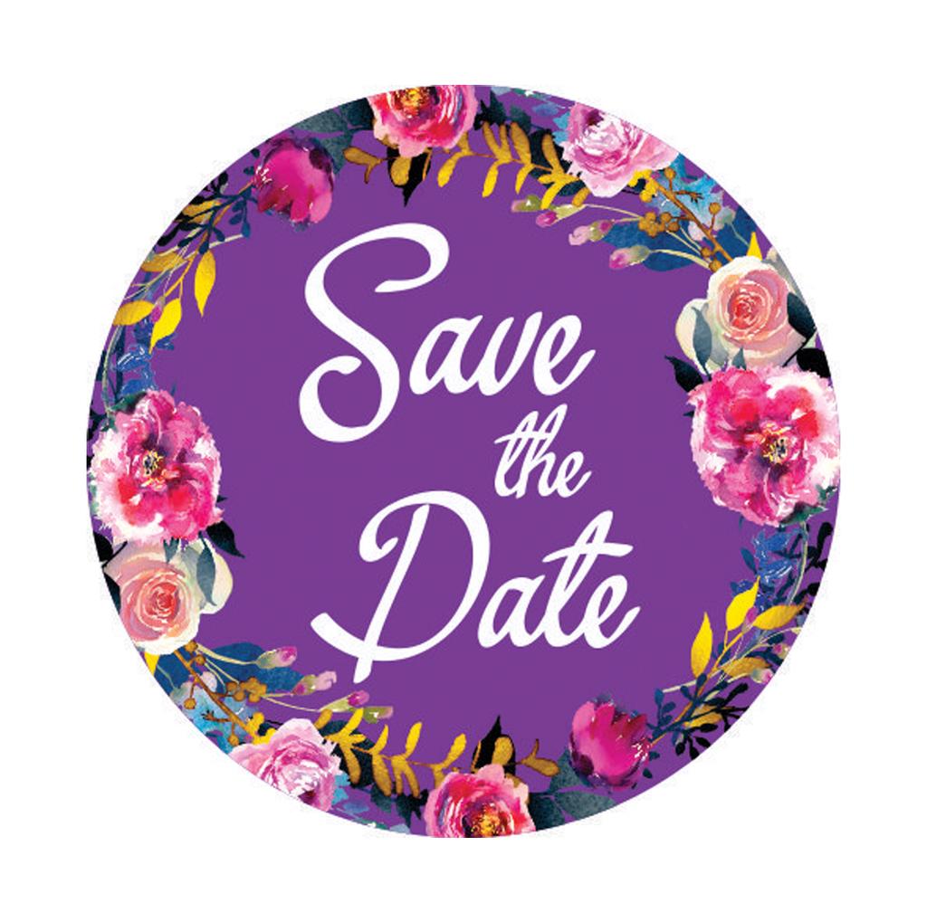 Darling Souvenir 45 Pcs Round White Floral & Vines Border Save The Date Wedding Stickers-1.6 Inches