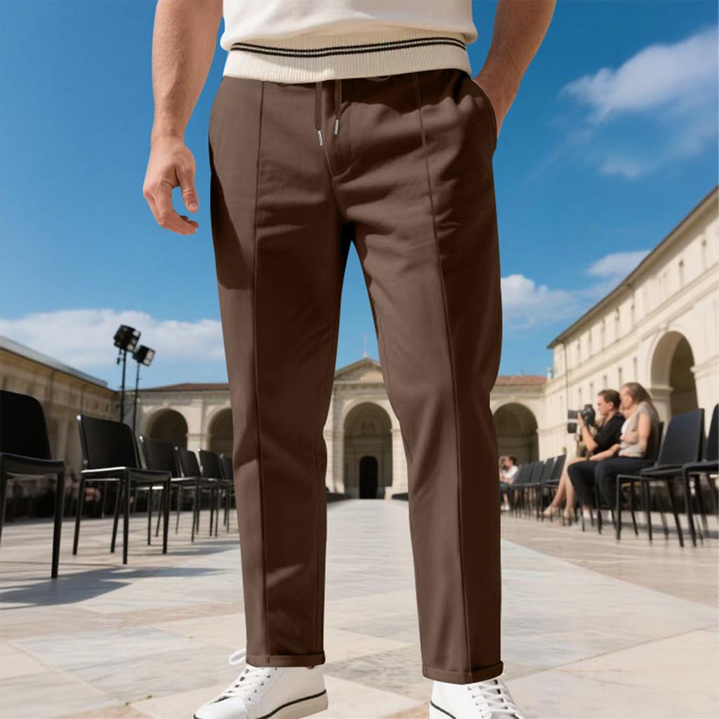Men's Solid Color Straight Leg Plus Size Slim Business Casual Pants