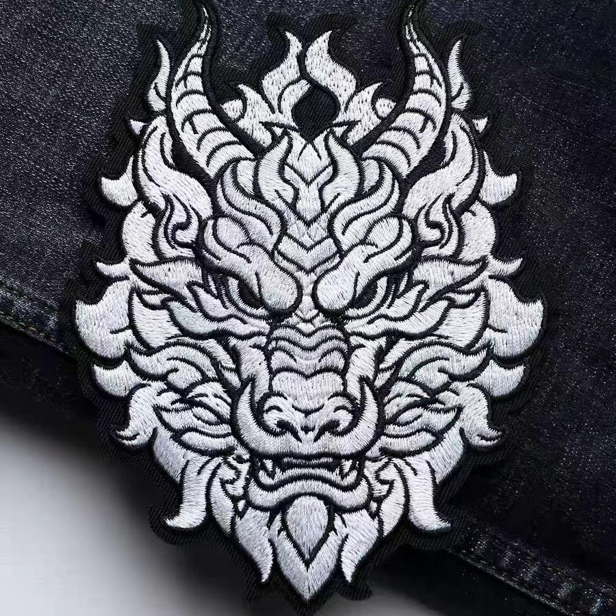 1 szt. Duża głowa smoka Delikatna naszywka z haftem Aplikacja na ubrania DIY Ubrania Naprasowanka Dekoracja Naszywki