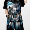 Boys' set, fashionable wolf cartoon pattern 3D printed, spring and summer round neck T-shirt and shorts set, casual and comfortable top 3D printed set