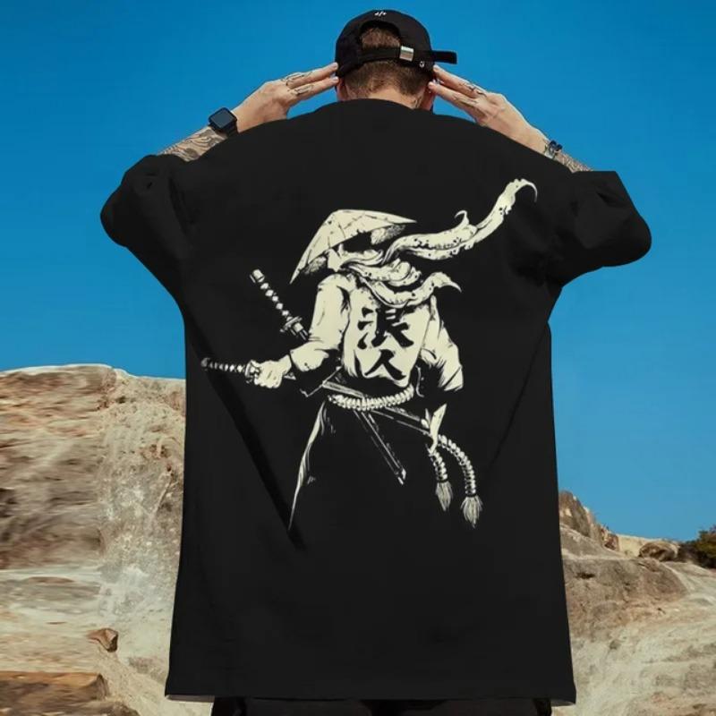 3D Japanese Samurai Demon Mask Print T-Shirts For Men Summer Casual Street Trend Top Loose Oversized Short Sleeve O-Neck T Shirt