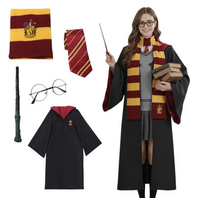 Harry Potter Yetişkin Gryffindor Kostümü Sihirli Bedenler Cadılar Bayramı Kostüm Seti Universal Studios Japan 2025 için [Trendy Mall] (Cübbe, Gözlükler, Kravat, Asa,