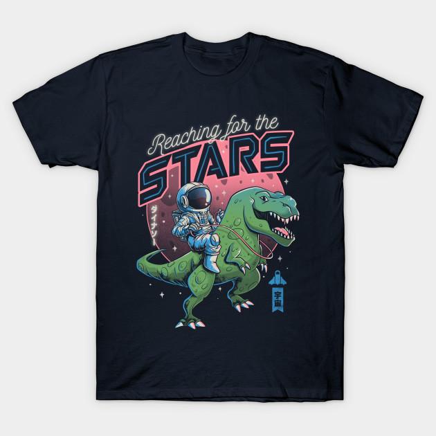 

Men Black Print T-shirt Reaching For The Stars - Cute T-Rex Astrounaut Gift No-Cut Transfer Paper Print Cotton Tshirt 2XL Темно-синій