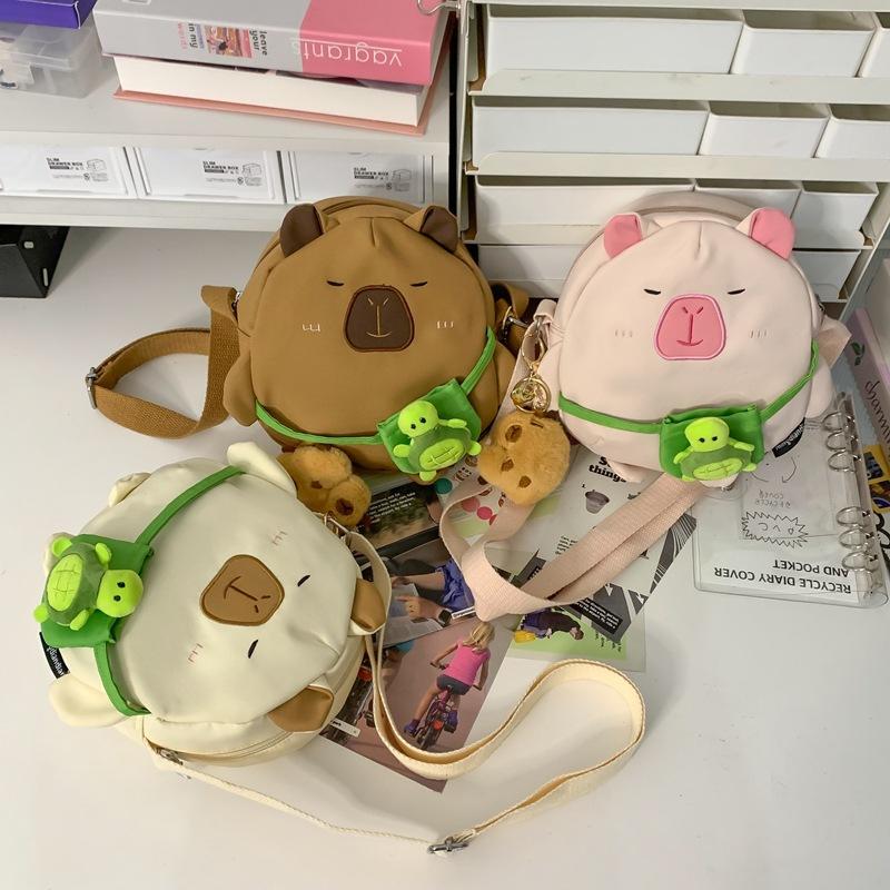 Kapibara Crossbody Small Round Bag Female Ins Cute Water Guinea Pig Girl Student Daily Versatile Storage Mobile Phone Bag