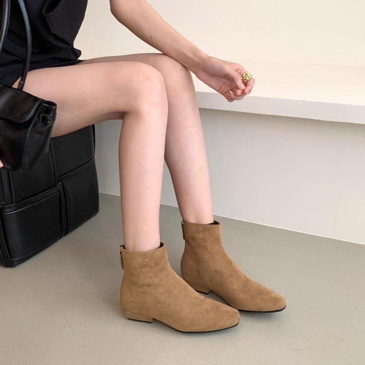 Coarse Heel Suede Korean Women's Boots Women's Autumn and Winter 2025 New Autumn and Winter Martin Boots Coffee Skinny Short Boots Children