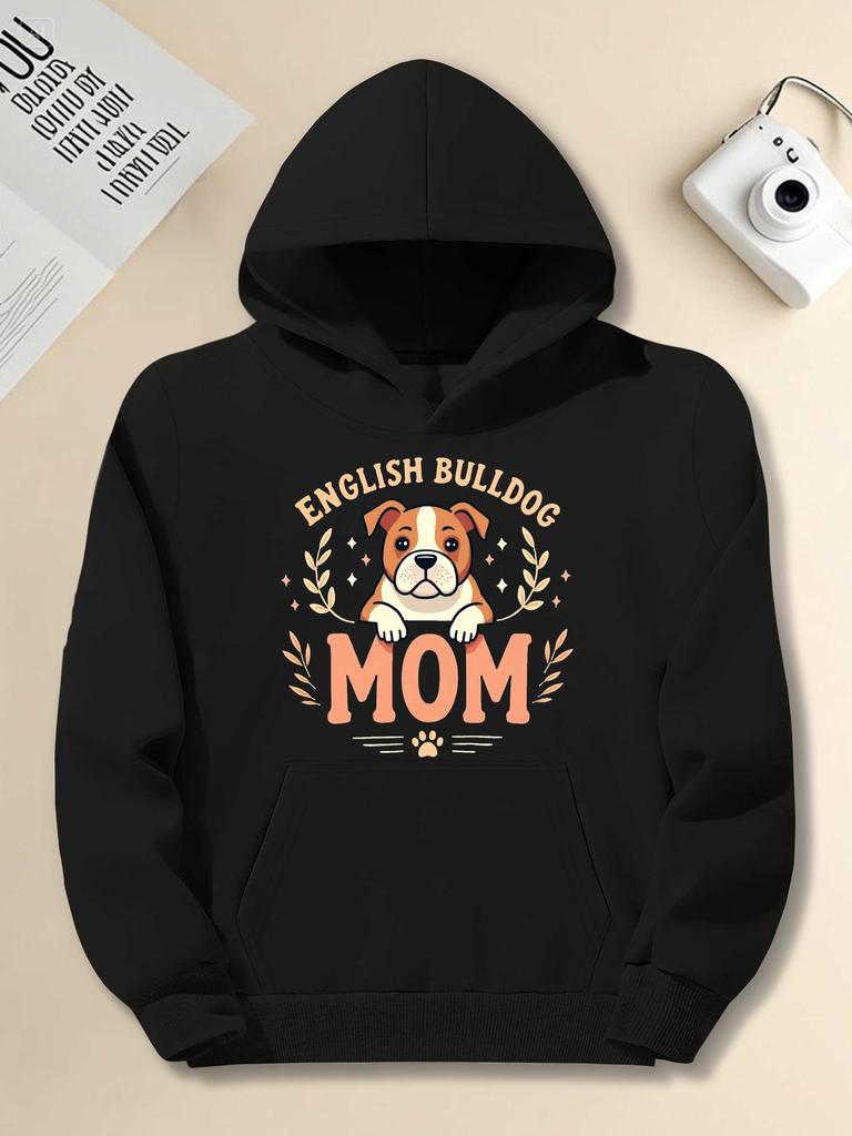 English Bulldog MOM with Laurel Branches JPH-9 Plus Size Unisex Hooded Sweatshirt, PLUS SIZE