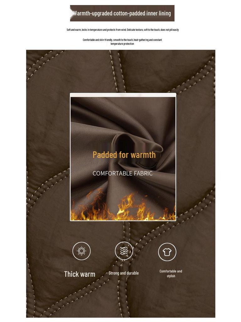 Women's Retro Argyle Cotton Mid-Length Winter Coat - Loose Casual Lapel Jacket