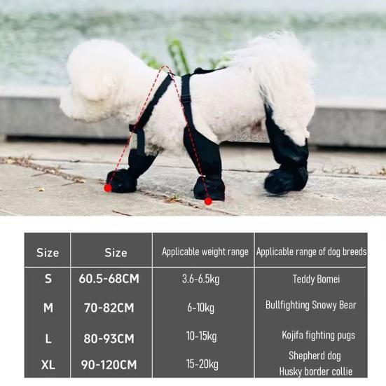 Dog Suspender Boots Connected Dog Rain Shoes Waterproof Doggy Booties Adjustable Dog Paw Protectors