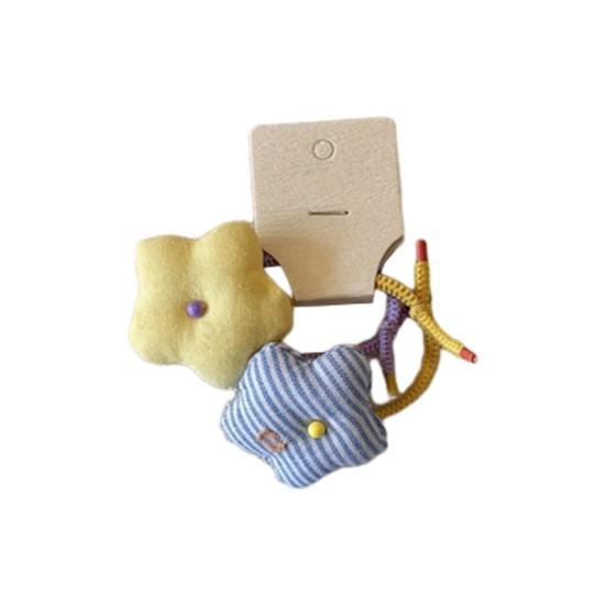 

1 Pair Girl Hair Ties High Elasticity Soft Cotton Filled Texture Star Decor Hair Ropes Damage Free Hair Styling Tool Hair Accessories A