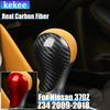Real Dry Carbon Fiber Car Accessories Center Console Gear Shift Knob Decorative Cover Trim For Nissan 370Z Z34 2009-2018