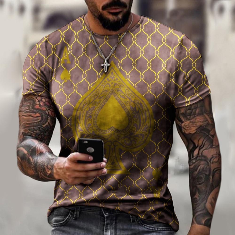 2025 New Mens Unisex Tee T Shirt 3D Black And White Poker Printed Summer Men Round Neck Casual Men's Short Sleeve Top Streetwear