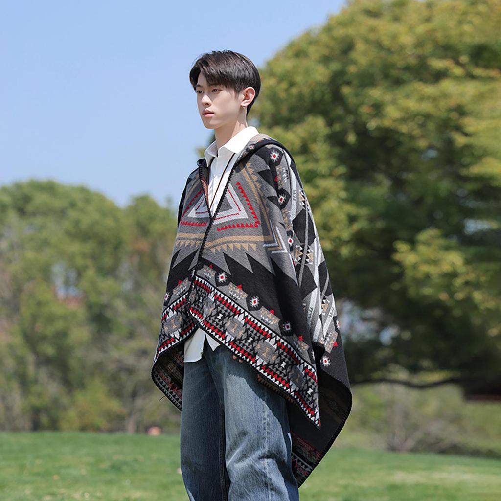 Men's & Women's Hooded Shawl Cape Cloak - Spring/Summer Scarf, Yunnan Xinjiang Tibet Style