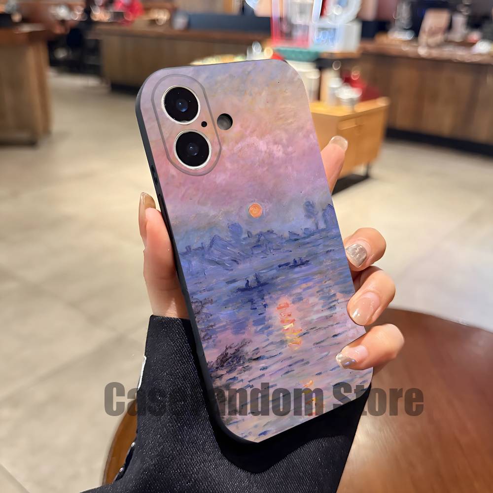 Claude M-Monet Painting Phone Case For iPhone 17,16,15,14,13,12,11,Pro,Max,Plus Black Soft Cover