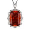 Biżuteria Miedziana Podstawa Pozłacana Symulowany Pomarańczowo-Czerwony Cyrkon Temperament Prosty Wisiorek Naszyjnik Główny 20 * 28