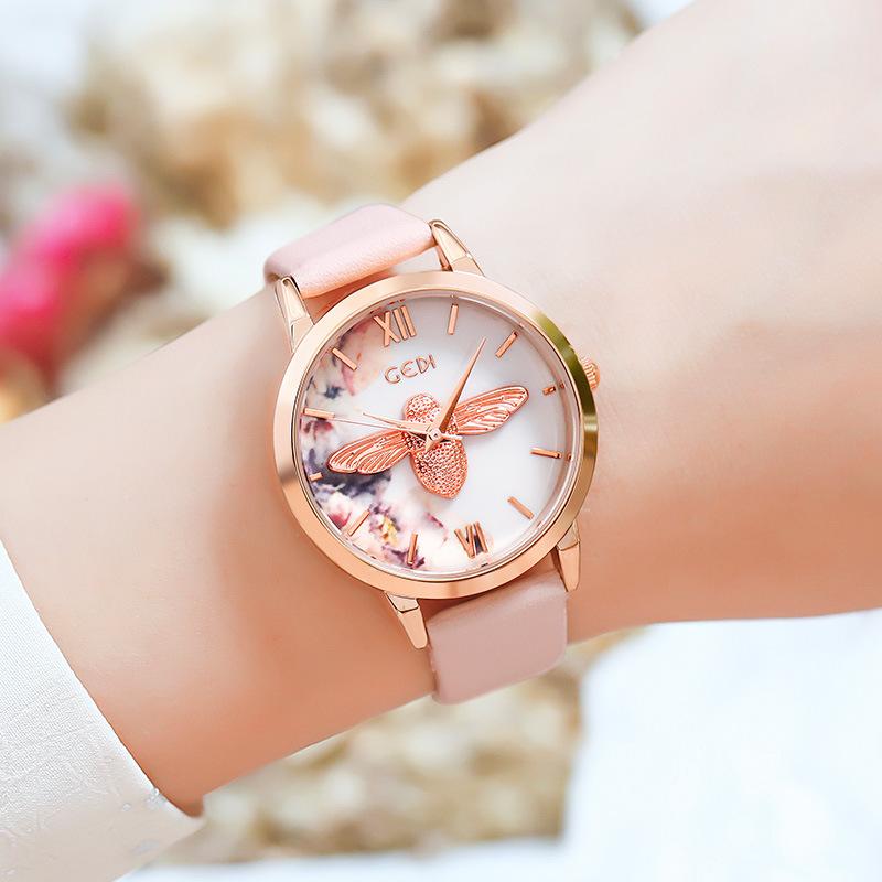 Fashion Women S Belt Little Bee Temperament Casual Waterproof Quartz Wrist Watch