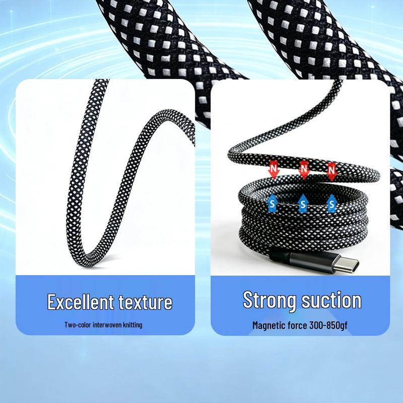 60W Fast Charging Type-C Magnetic Cable for Apple & Android Tablets-Compatible with Car Chargers