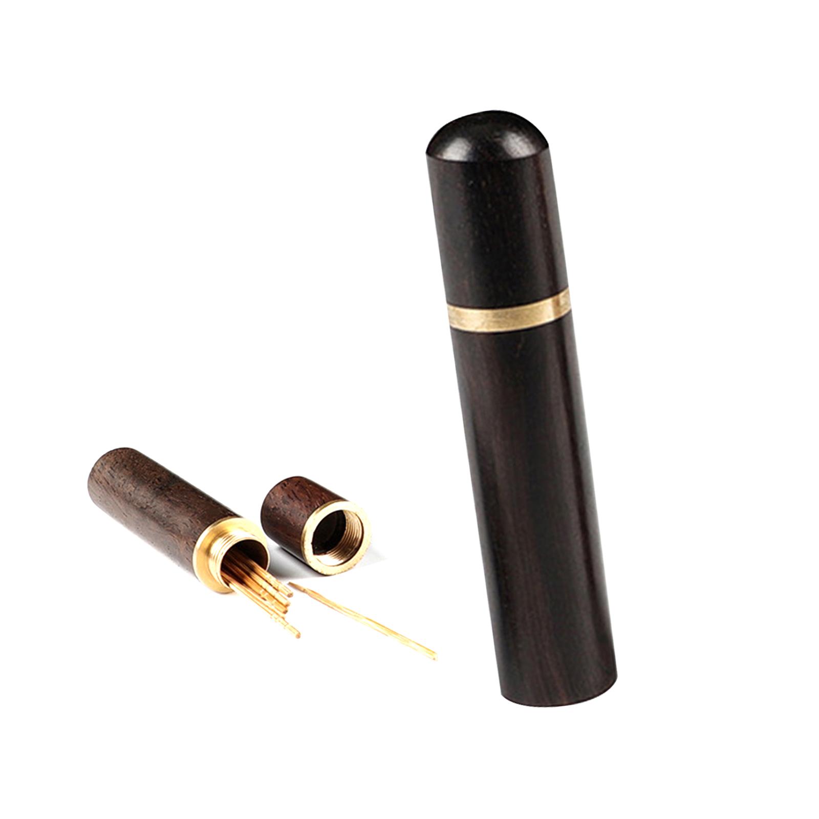 Portable Wood Toothpick Holder Multifunction Storage Container Toothpick Tin Case Pocket Toothpick Dispenser чёрный