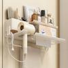 Wall-mounted Bathroom Hair Dryer Shelf Comb Storage Rack Multi-Functional Space Aluminum Storage Box