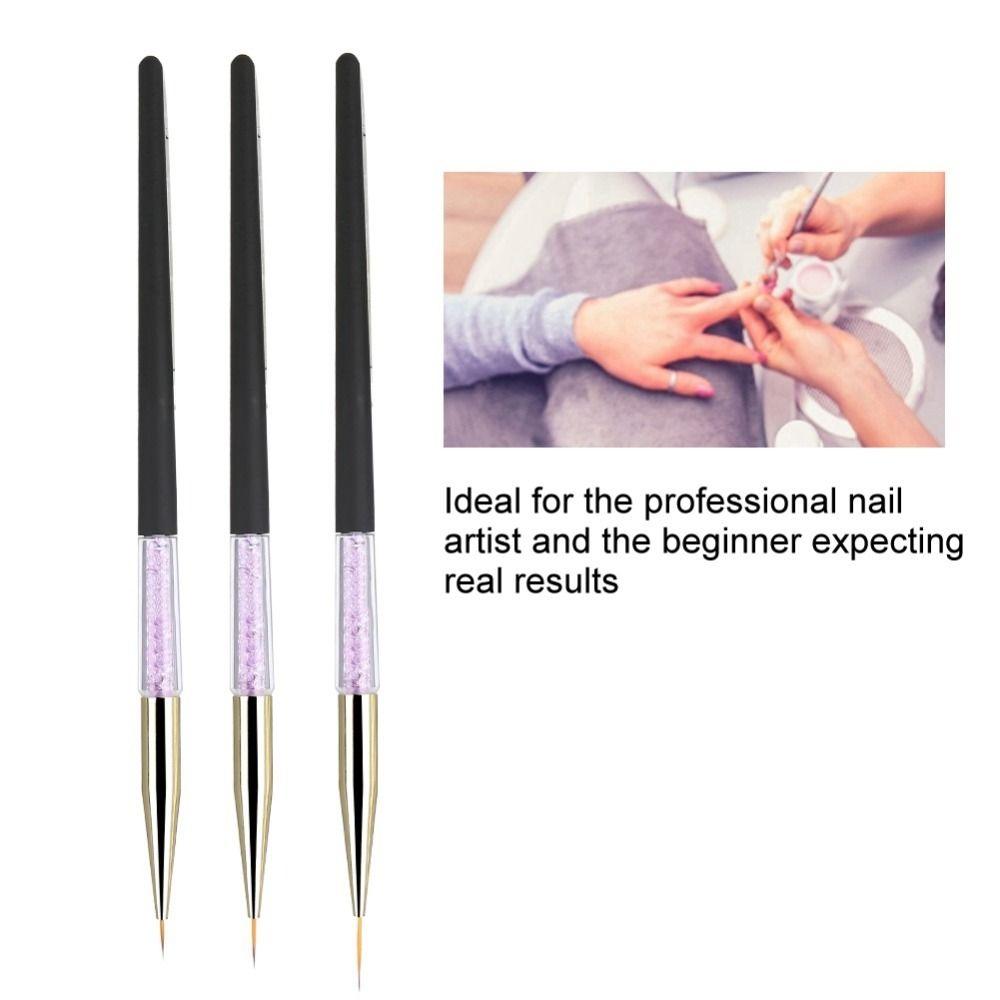 3pcs Delicate Fine Detail Nail Brush Fine Detail Nail Liner Brush Nail Art Brush Gel Polish