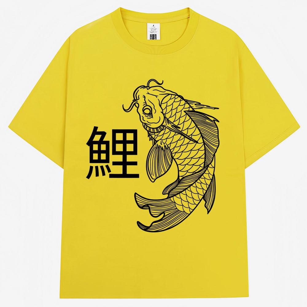 Japanese Style Koi Sign Graphic Tshirts Men Women Fashion Classic Y2k Short Sleeve Oversized Cotton Casual T Shirts Streetwear