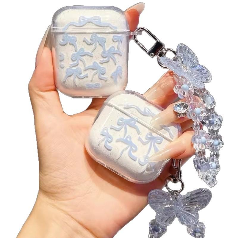 Ribbon powder bow for Apple AirPods 1/1st generation wireless bluetooth headset case pro headphone case