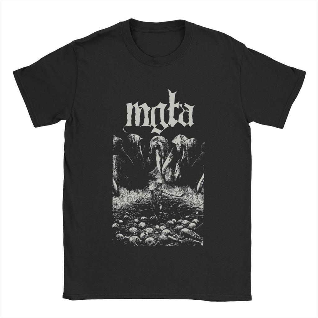 Mgla T Shirts for Men 100% Cotton Novelty T-Shirt Round Neck Band Tees Short Sleeve Tops 4XL 5XL