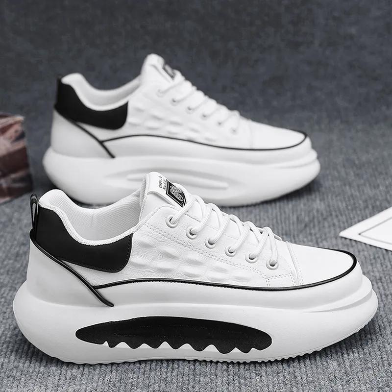 Autum New Leather Men Chunky Sneaker Designer Casual Running Shoes Fashion Street Wear Microfiber Leather Slip on Workout Shoes