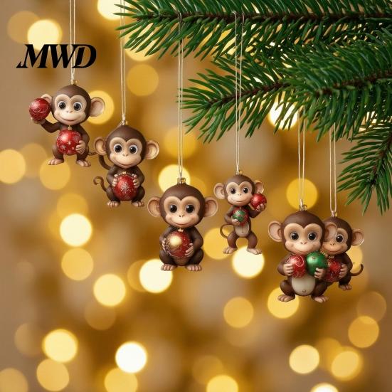 Christmas Tree Decoration Monkey Advent Calendar, 24 Days Countdown Calendar with 2D Acrylic Hanging Pendant Ornament, Funny Animal Xmas for