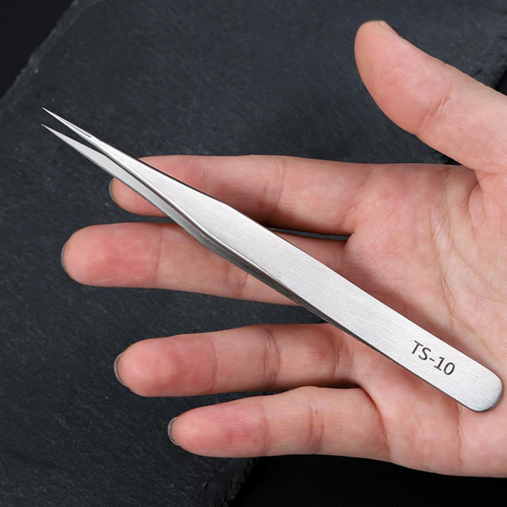 6Piece Stainless Steel Tweezers Bent Straight Tweezers For Fine Work In Crafts And Electronics