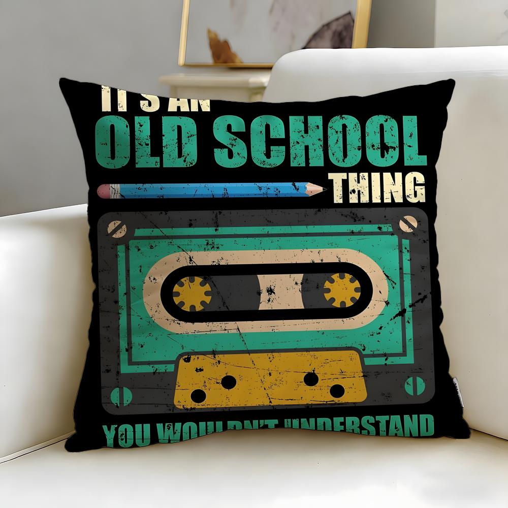 classic music theme Music Tape Cushion Cover Soft EasyWash Pillow Case Versatile for Couch Bed Travel and Office
