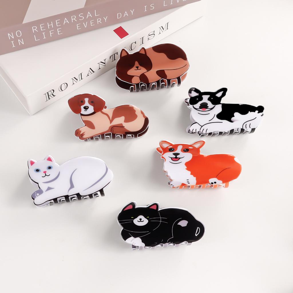 1pc New Cute Animal Series Acrylic Cat Cartoon Hair Clip, Back of the Head Hair Clip, Hair Accessories, and Dished Hair