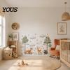 Waterproof Wall Decoration for Bathroom Glass Watercolor Forest Animals Stickers, Cute Fox Deer Hedgehog PVC Decals, Versatile Decor Party Settings