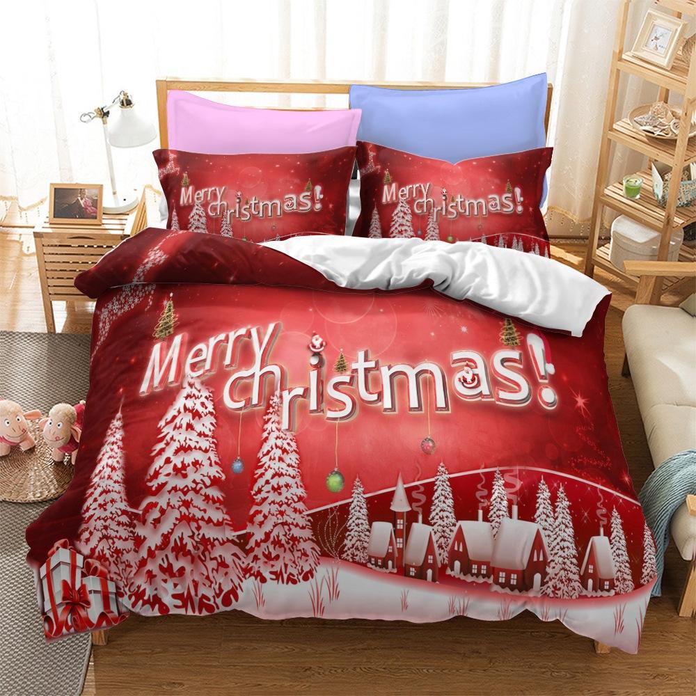 Christmas Series Bedding Three-Piece Home Textile Kit Digital Printing Production