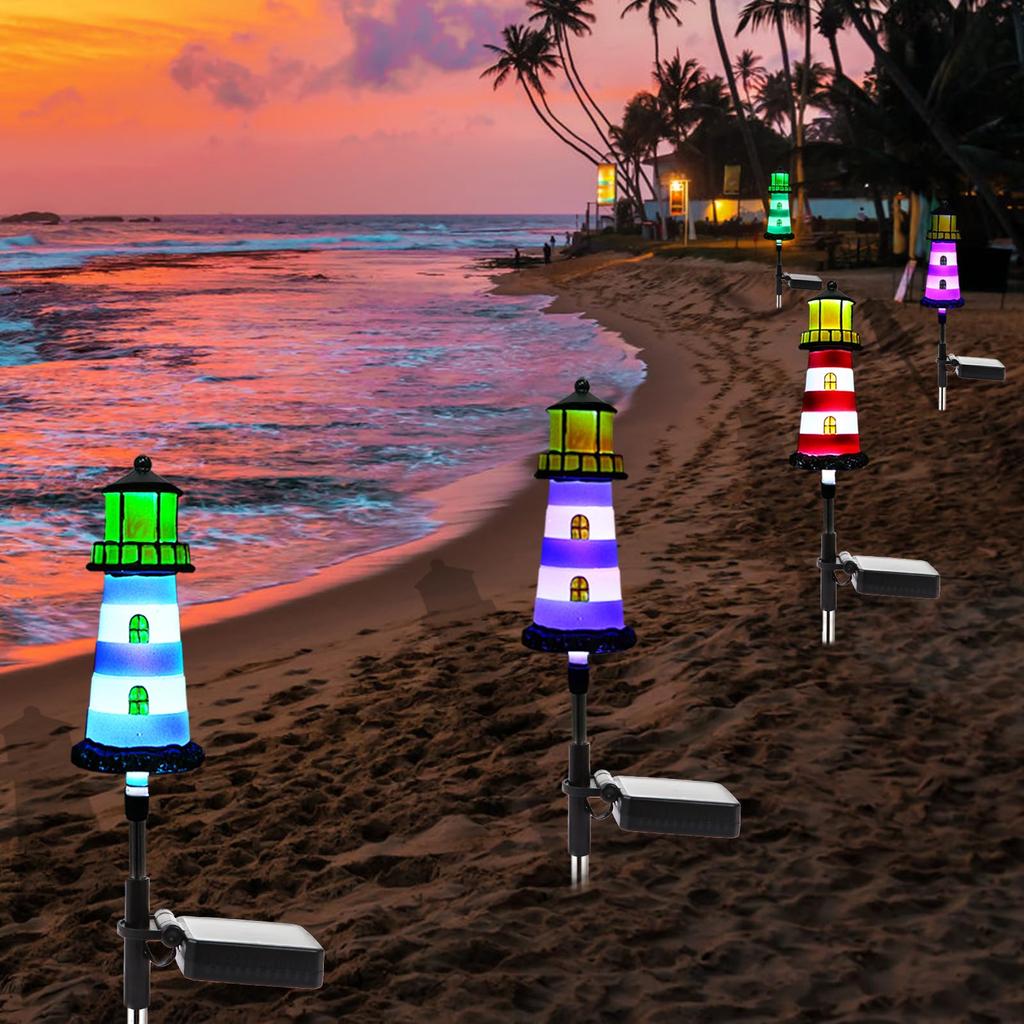 Solar Outdoor Lights,1 Pack Lighthouse Solar Lights Outdoor Waterproof, Solar Walkway Lights for Your Garden, Landscape, Path, Yard, Patio, Driveway