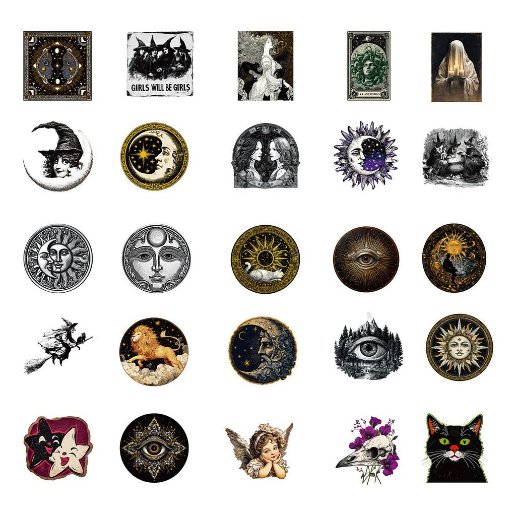 56 Mysterious Universe Sun And Moon Tonghui Retro Creative Stickers Water Cup Notebook Waterproof Stickers