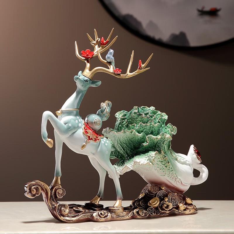 Ruijie Resin Lucky Deer & Cabbage Ornament