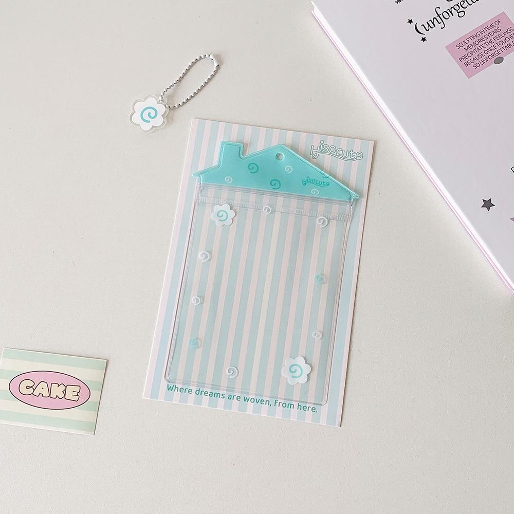 INS Transparent Small House Shaped PVC Badge Holder Doll Storage Bag Candy Bags Photocard Holder Cartoon Bag Pendant Card Holder