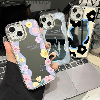 Luxus Make-up Spiegel Handyhülle Für iPhone 16 Pro Max 11 13 14 15 12 16 Plus XR X XS 16promax 15promax Blumen Rückseite Hüllen Funda