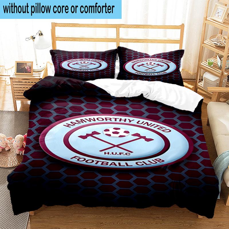 3PCS Football Club Ham-worthy Homes Bedding Set,Including 1pc Duvet Cover And 2pcs Pillowcases Perfect for Bedroom, Dormitory, Fan Christmas Gift