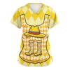 Women's V Neck Short Sleeve Work Shirt with Pockets Oktoberfest Print Nursing Scrub Top Comfortable Fit Lightweight Fabric