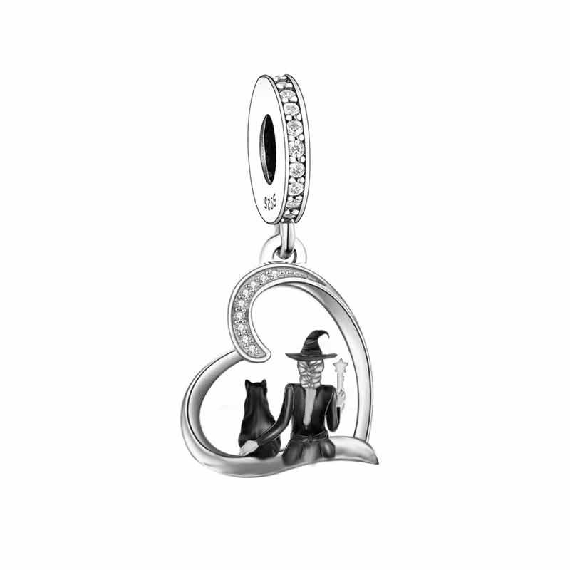 925 Silver Bat Witch Pumpkin Scream Skull Spider Moon Bead Fit Pan Charms Bracelet For Making Women Halloween Berloque