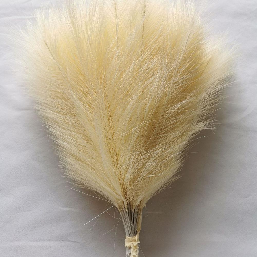 24PCS Brown Faux Pampas Grass White, 56cm Short Artificial Pompous Grass Floral Fake Pompas Grass Branches Vase Filler