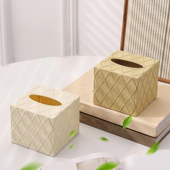 Tissue Box, with Waterproof Wear-Resistant Surface, Diamond Embossed Texture Compact Paper Holder for Office Bedroom