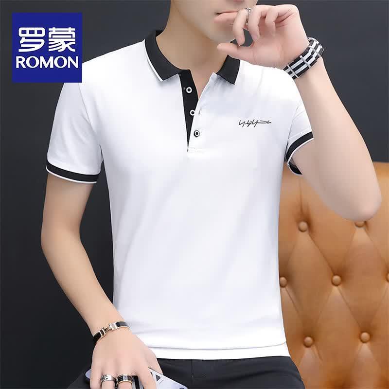 ROMON Men s Business Casual Short Sleeve Polo Shirt XL