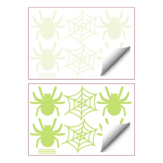 Self Adhesive Spooky Room Accents Glow In The Dark Halloween Stickers, Scary Spider And Web Luminous DIY Haunted House Layout Supplies Wall