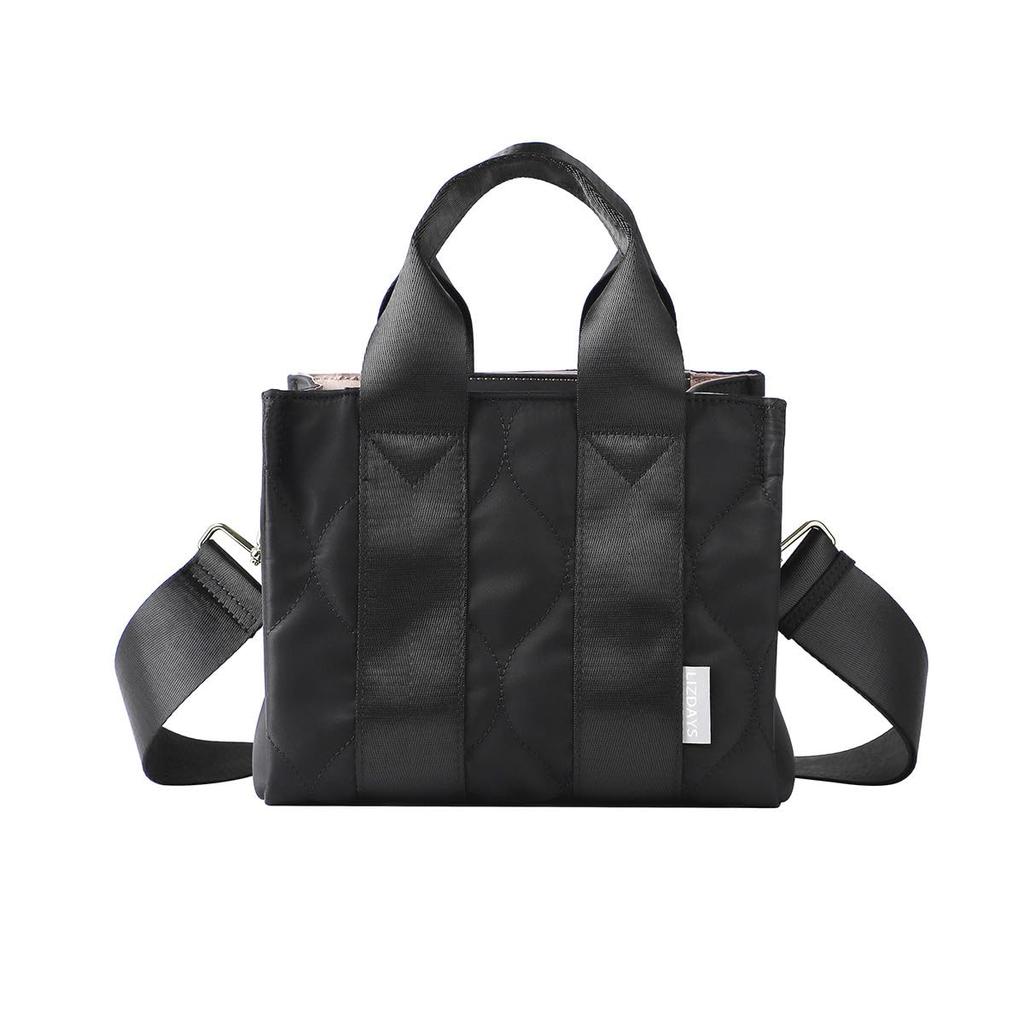 Lizdays Women's Lightweight Nylon Tote Bag, Mini Shoulder Bag (Black)