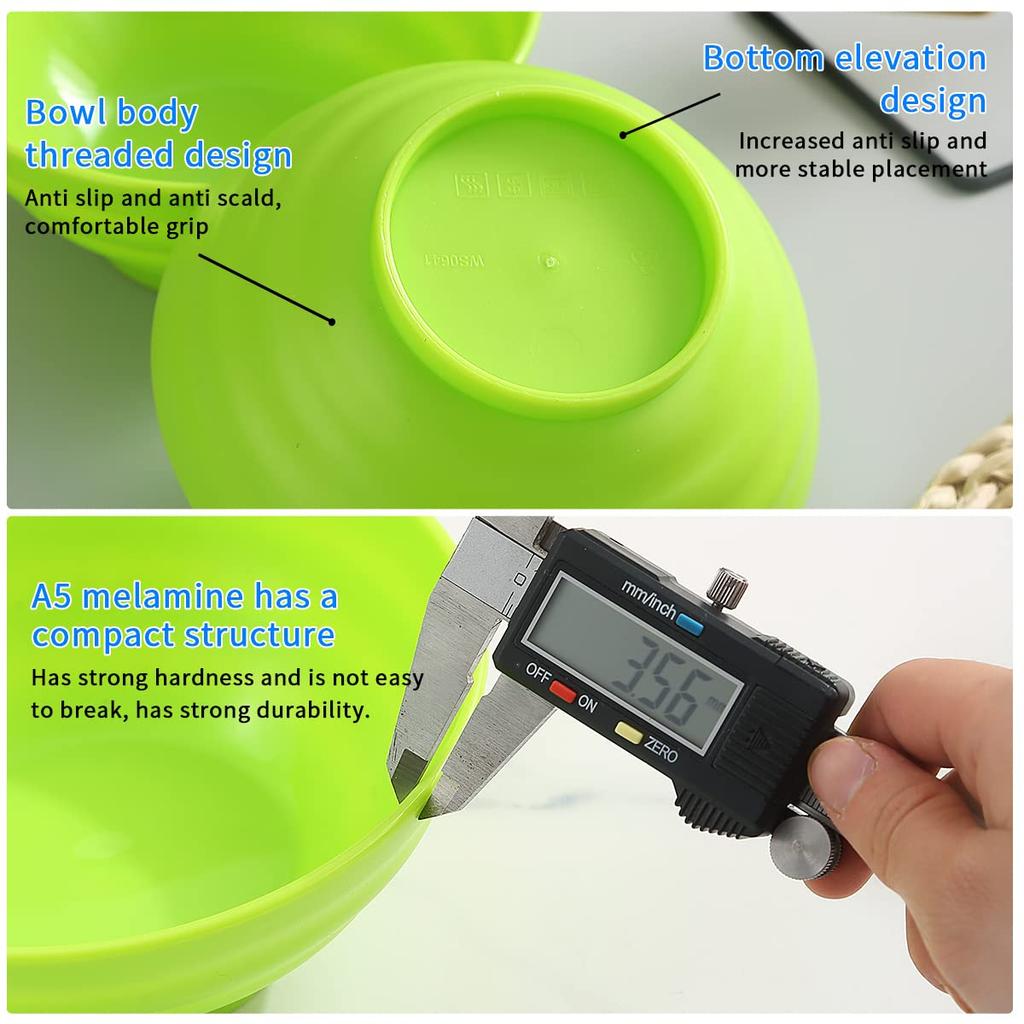 Evanda Set of Light 500ml Unbreakable Dishes and PP Plastic and Perfect for and Heat and Cold Microwave and Dishwasher Safe Bowls, 8, Green, & 1000ml,