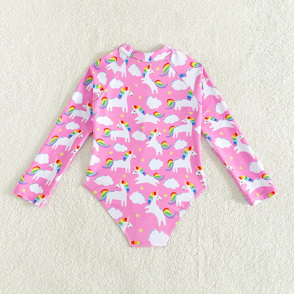 Leoparden-Schwimmen Einteiler für Mädchen 4–7 Jahre Kinder Bademode Langarm Strand Badeanzüge Kinder Badeanzüge Heiße Quelle